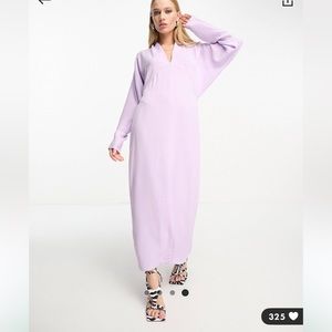 ASOS DESIGN plunge neck batwing midi dress in lilac